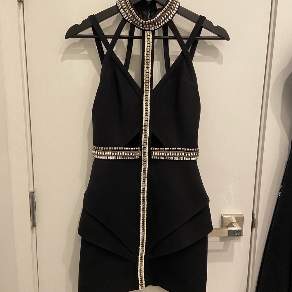 Sass & Bide Black Beaded Cocktail Dress